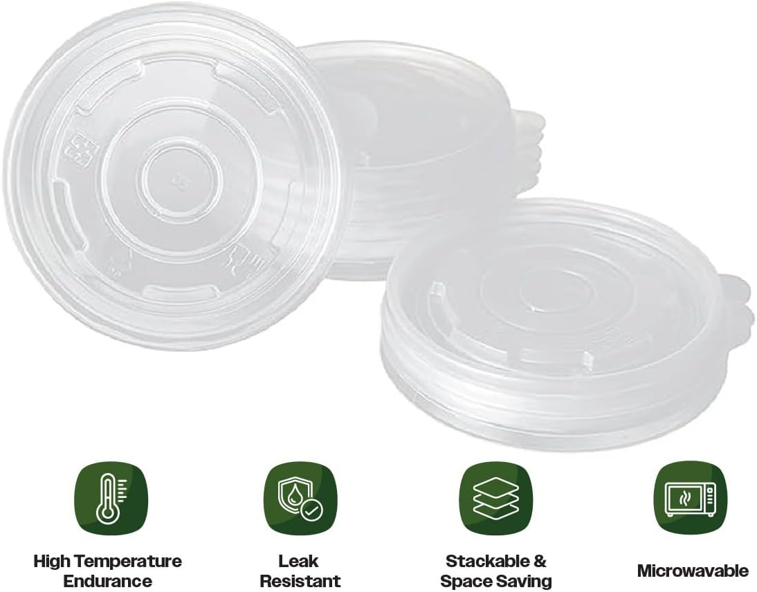 Clear Lids for Paper Soup Containers 115MM | Compatible with 12 Oz / 16Oz / 24Oz / 32 Oz | 500 LIDS/CASE