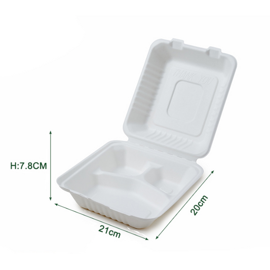 3 Compartment | Disposable Sugarcane Fiber Tray | For Catering Company