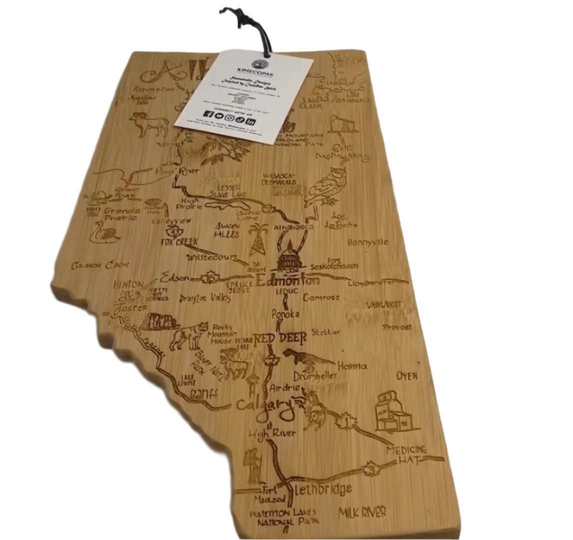 Destination Alberta Province Cutting Board Perfect for Décor, Serving & Chopping