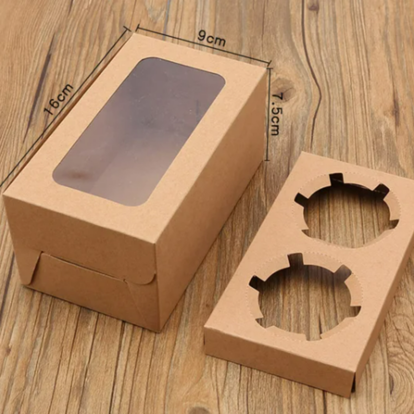 Kraft Cake Paper Box 2 with Insert | For Pies, Donuts, Biscuits, Muffins | 200 SETS (BOX + INSERT)