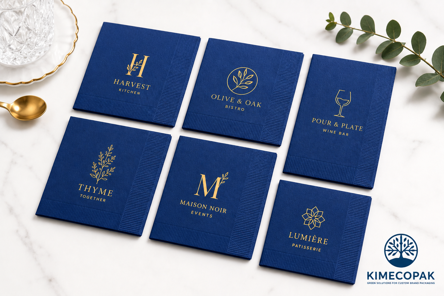 Custom Blue Napkins with Logo | Premium Personalized Paper Napkins