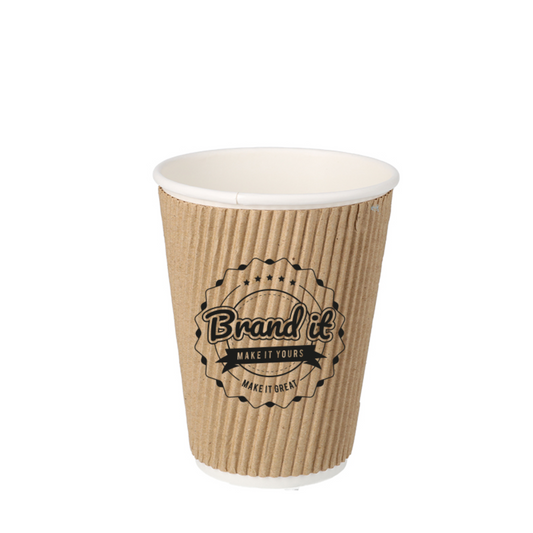 Custom Branded Disposable Ripple Wall Paper Hot Coffee Cup