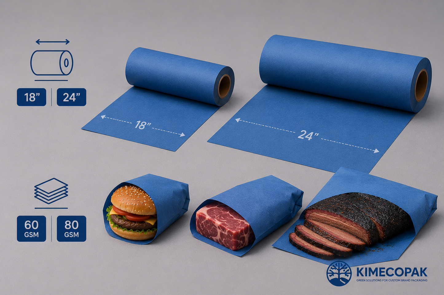 Blue Butcher Paper Roll | Bulk Orders, Custom Sizes & Logo