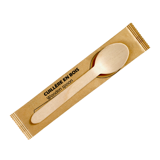 Individually Wrapped Wooden Spoons 6.3 Inch | Eco-Friendly Birchwood Utensils