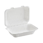 Sugarcane Fiber White Clamshells 9 x 6 x 3