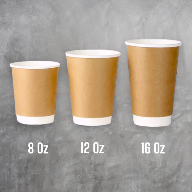 Double Wall Kraft Paper Coffee Cups | 16 Oz | For Hot Tea, Coffee, Cocoa | CASE OF 500 CUPS