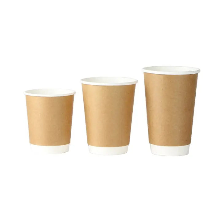 Double Wall Kraft Paper Coffee Cups | Full Size | For Hot Drinks | Case of 500 Cups