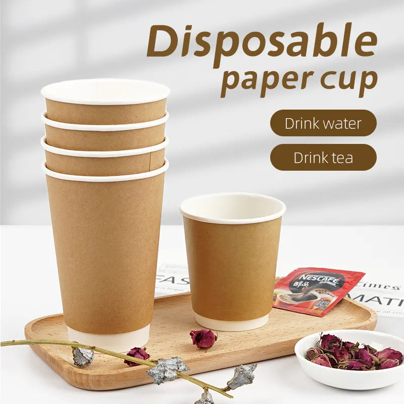 Double Wall Kraft Paper Coffee Cup | 8 Oz | For Hot Coffee & Hot Tea | CASE OF 500 CUPS