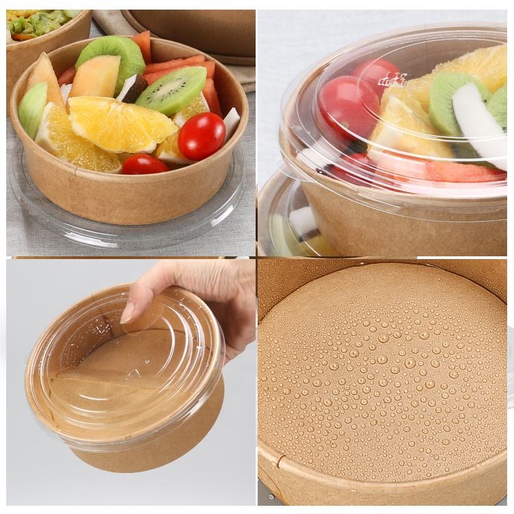 32 Oz (1000 ml) Paper Kraft Bowl with Lids | 300 SETS (BOWL + LIDS)