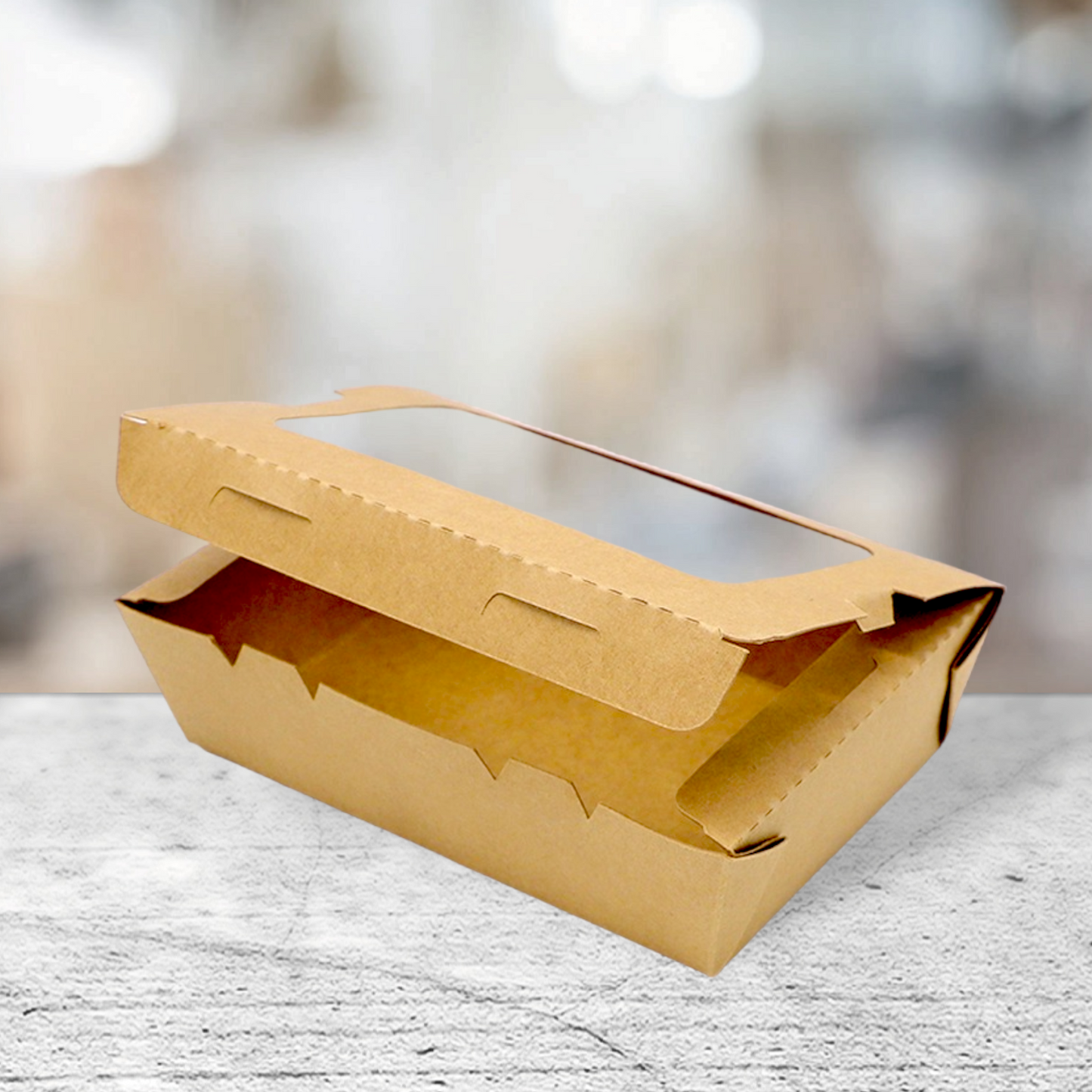 Disposable Kraft Paper Sushi Box with Clear Window | Case of 200