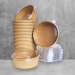 SAMPLE | 25 SETs (Bowls & Lids) 44 Oz | KRAFT | Ideal for Testing and Sampling