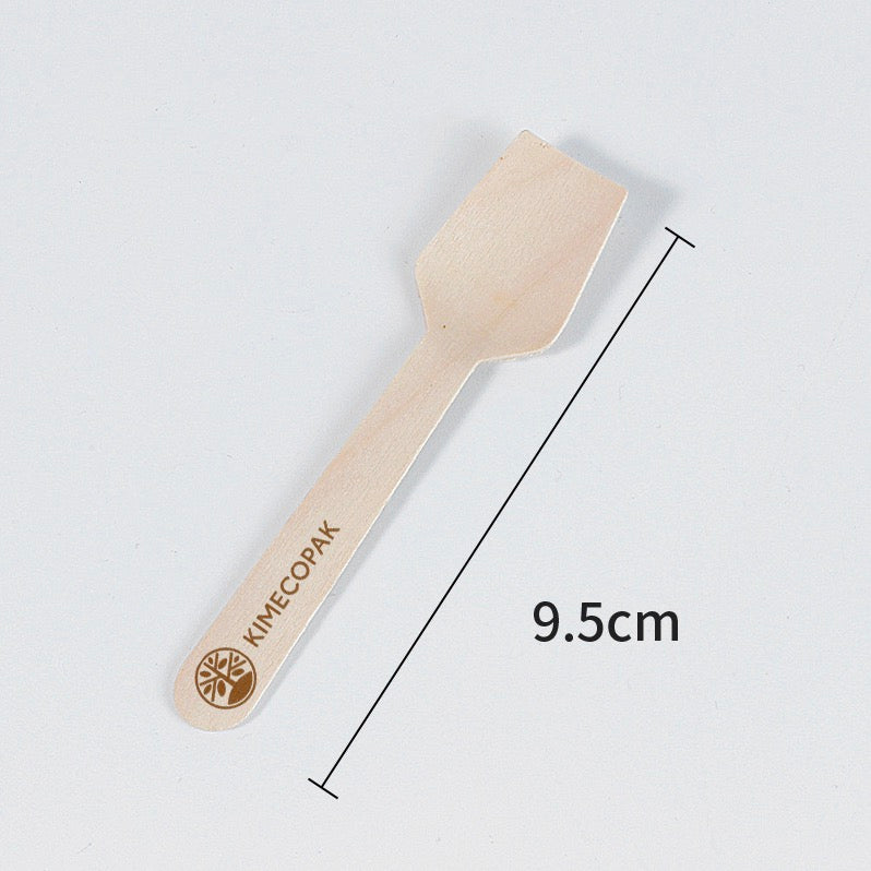 Mini Ice Cream Spoon Wooden 3.75 inches | Square End for Ice Cream and Tasting | 10.000 Pcs/Case