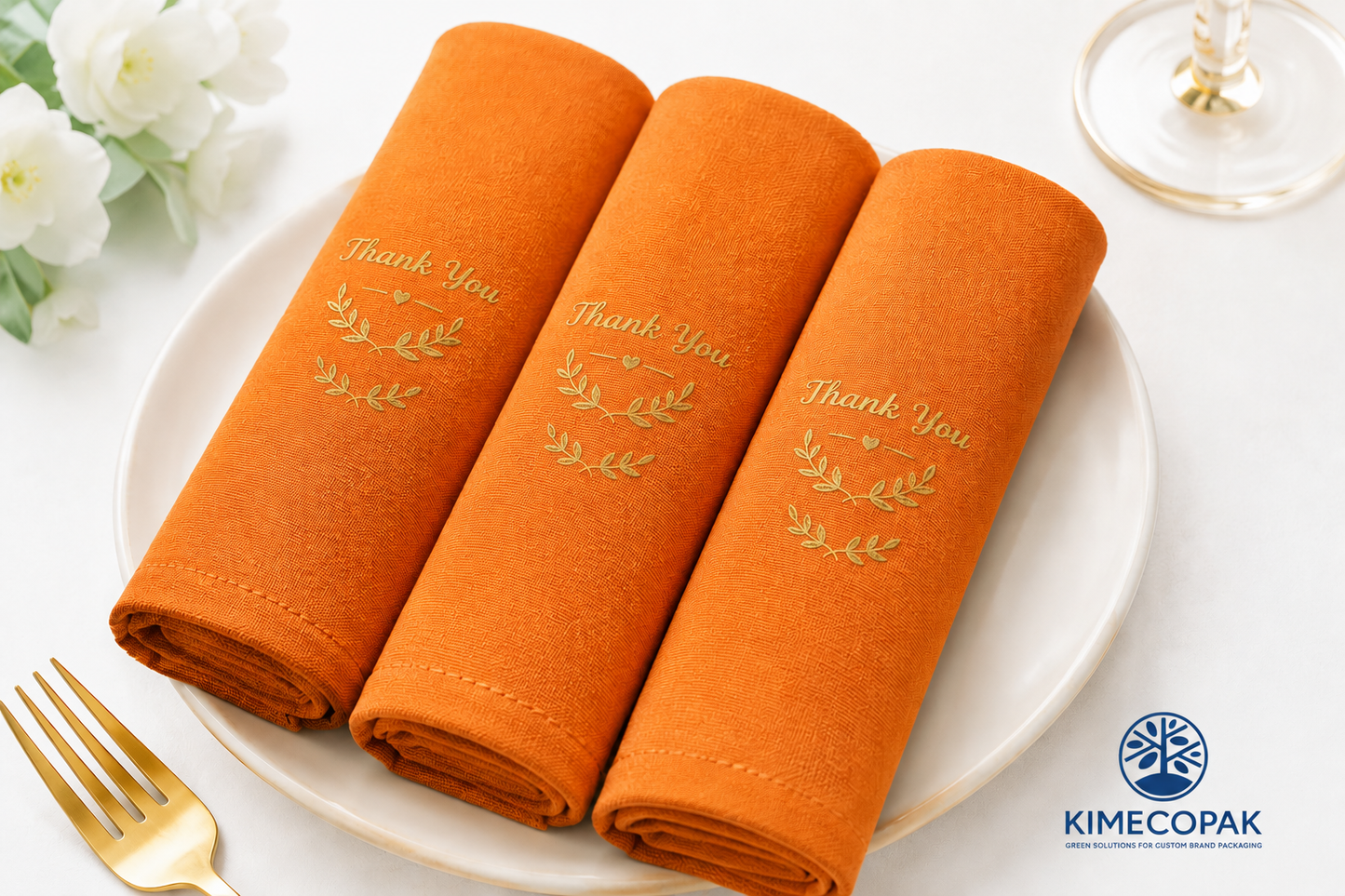 Custom Logo Orange Napkins with Low MOQ – Professional Branding Made Affordable