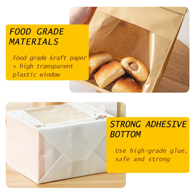 Custom Logo Kraft Bakery Cookie Bag with Window | Wholesale Price