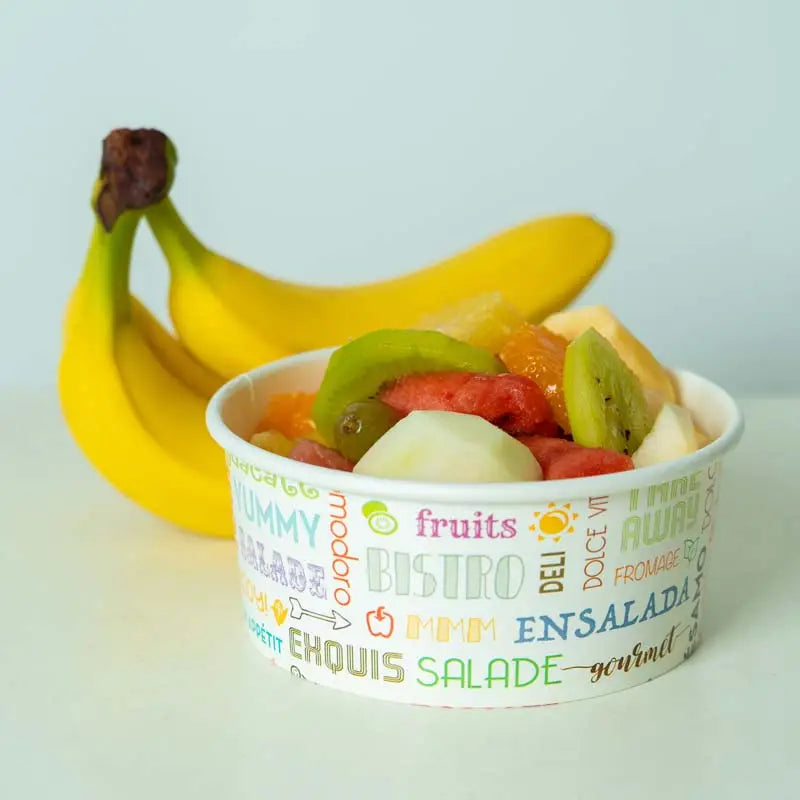 Custom Logo Paper Bowl with Lids l Disposable Bowl For Noodle, Salad, Fruit,...300 SET (Bowl + Lid)/Case