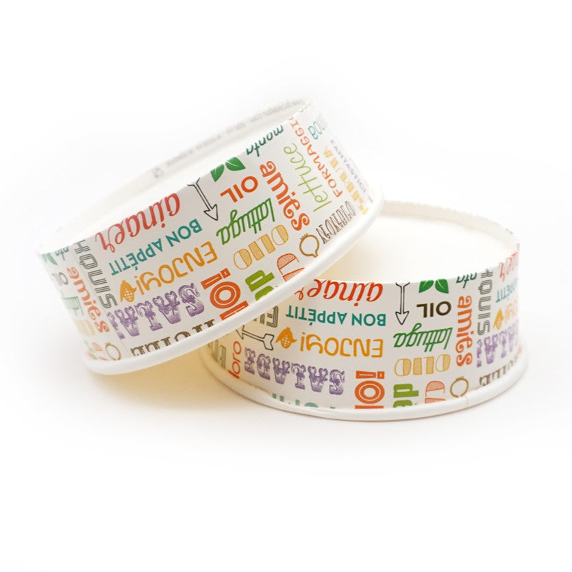 Custom Logo Paper Bowl with Lids l Disposable Bowl For Noodle, Salad, Fruit,...300 SET (Bowl + Lid)/Case