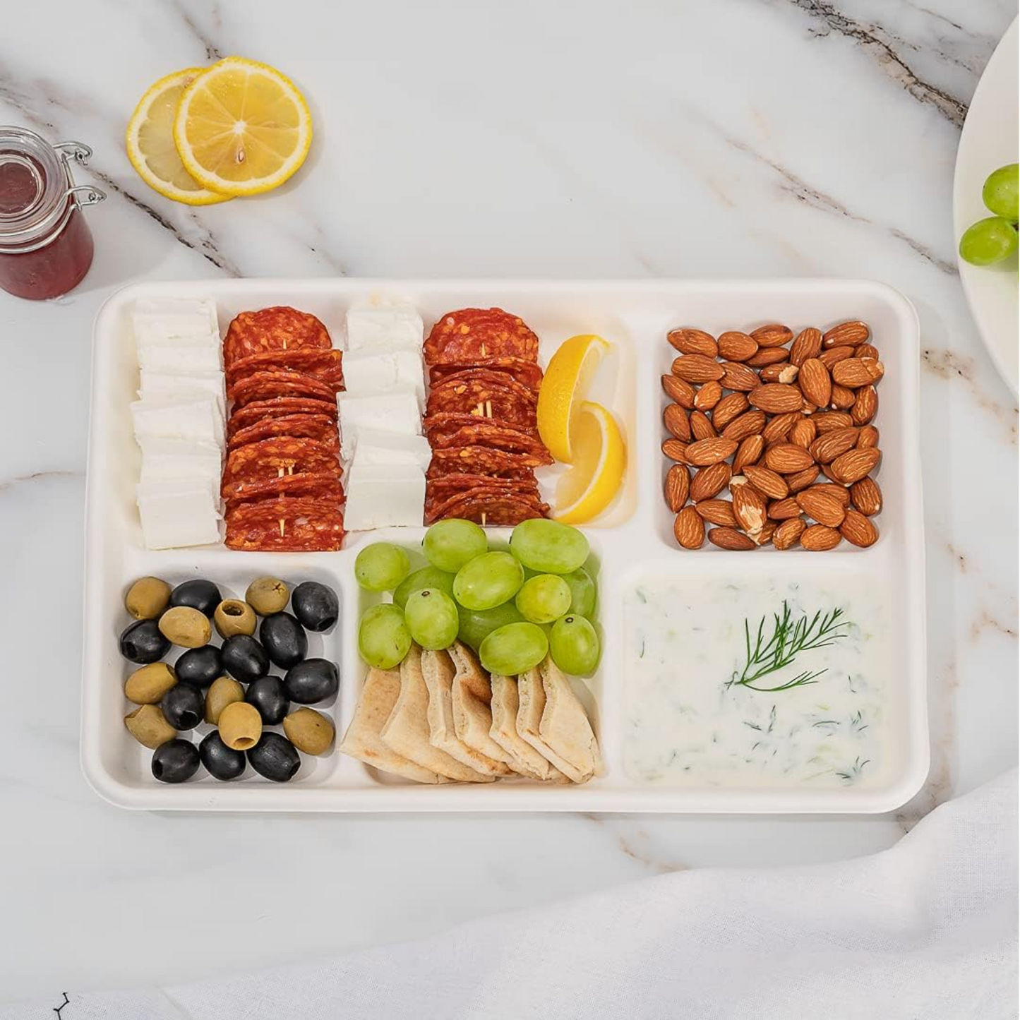 Sugarcane Fiber Disposable Tray 5 Compartment