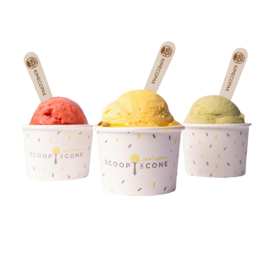 Mini Ice Cream Spoon Wooden 3.75 inches | Square End for Ice Cream and Tasting | 10.000 Pcs/Case