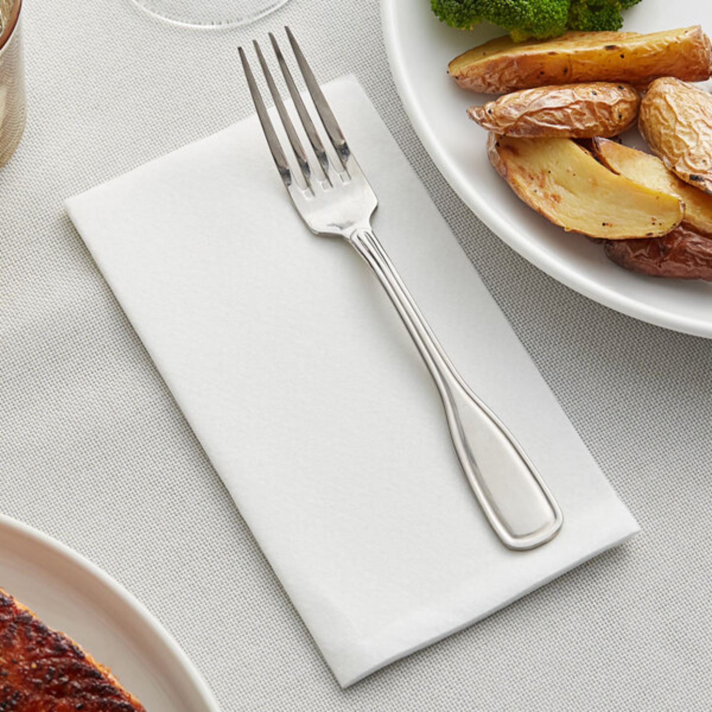 White Linen-Like 1/8 Fold Dinner Napkin