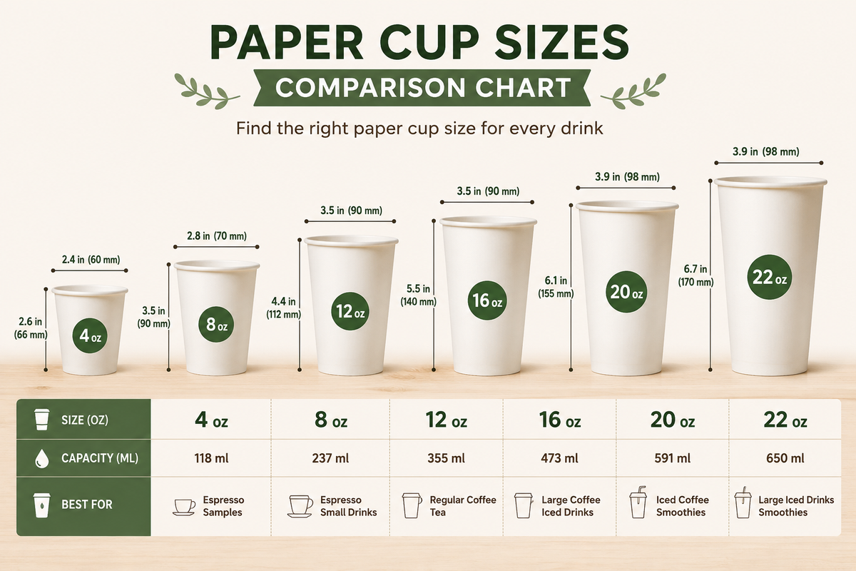 Paper Cup Sizes: Complete Size Chart, Dimensions & Buying Guide – KimEcopak
