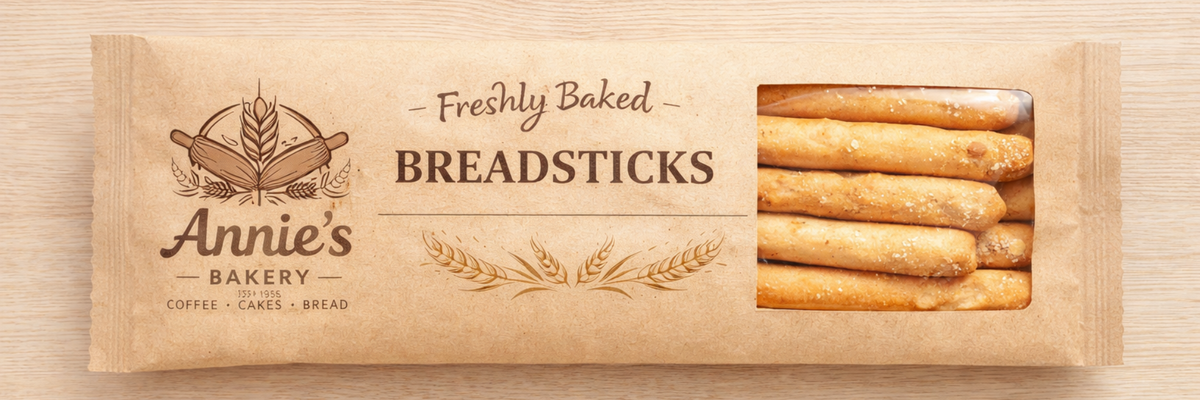 Grease-Resistant Custom Breadstick Bag for Takeaway and Delivery ...