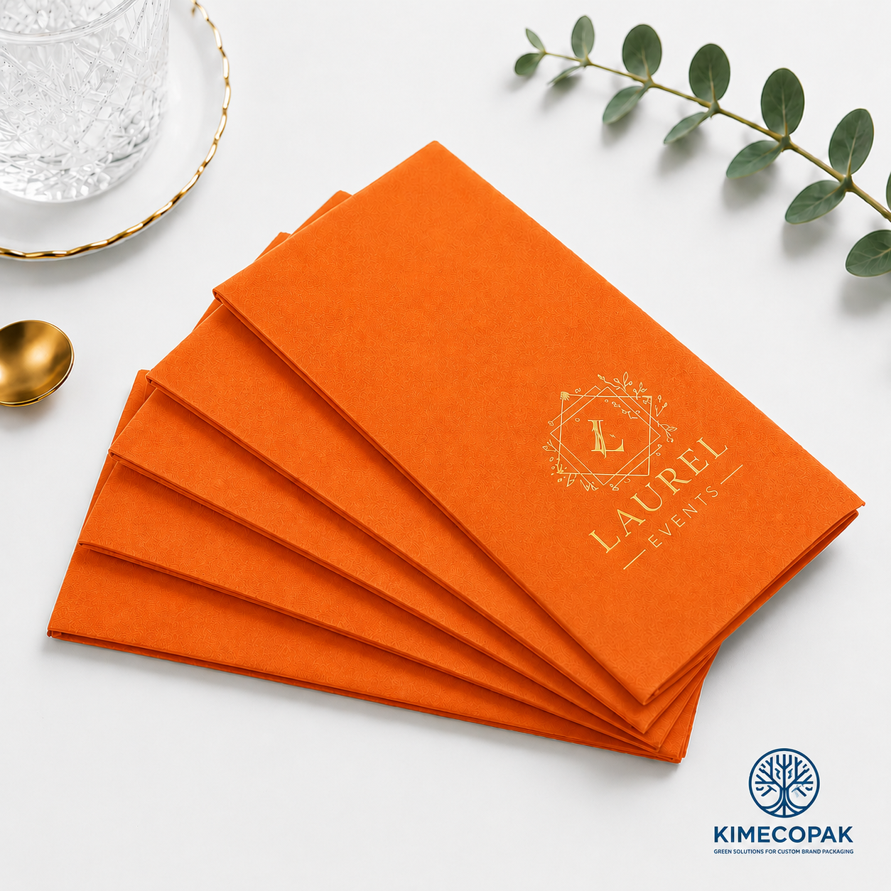 Custom Logo Orange Napkins with Low MOQ – Professional Branding Made Affordable