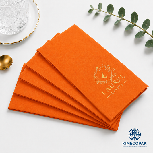 Custom Logo Orange Napkins with Low MOQ – Professional Branding Made Affordable