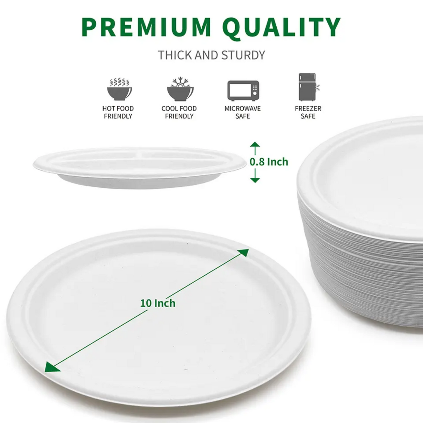 Disposable Round Sugarcane Fiber Plates | 6'' /9'' / 10'' | Wholesale Pricing in Canada