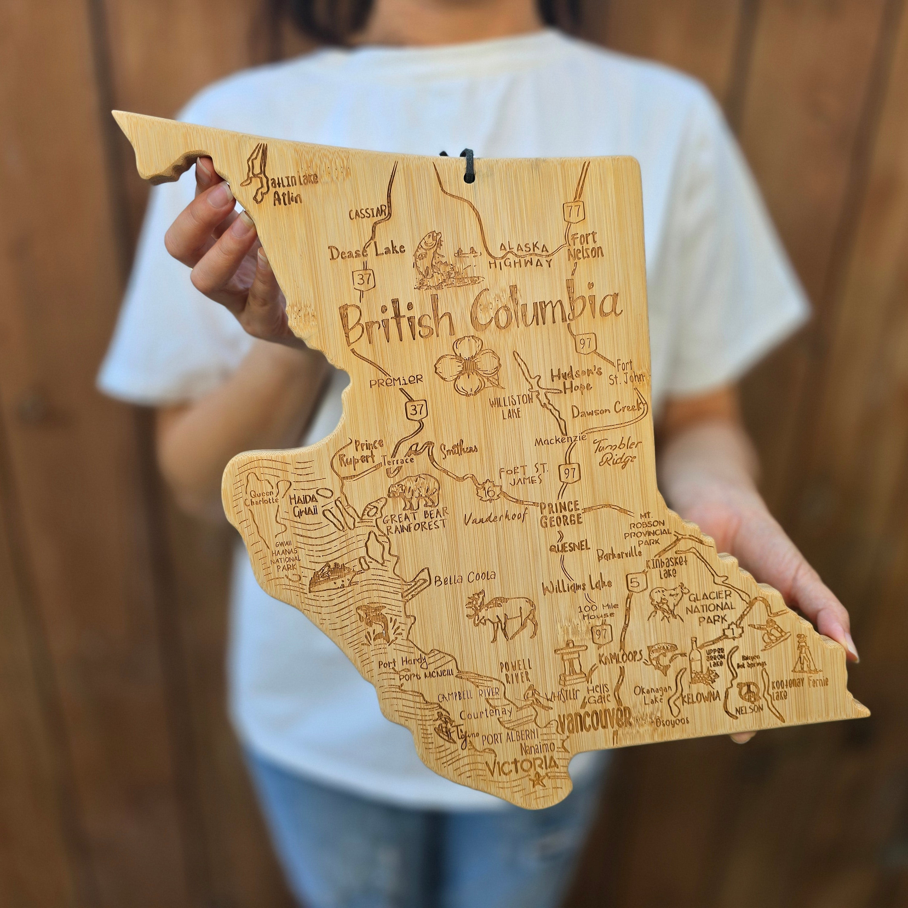 Destination Canada British Columbia Province Shaped Cutting & Serving Board