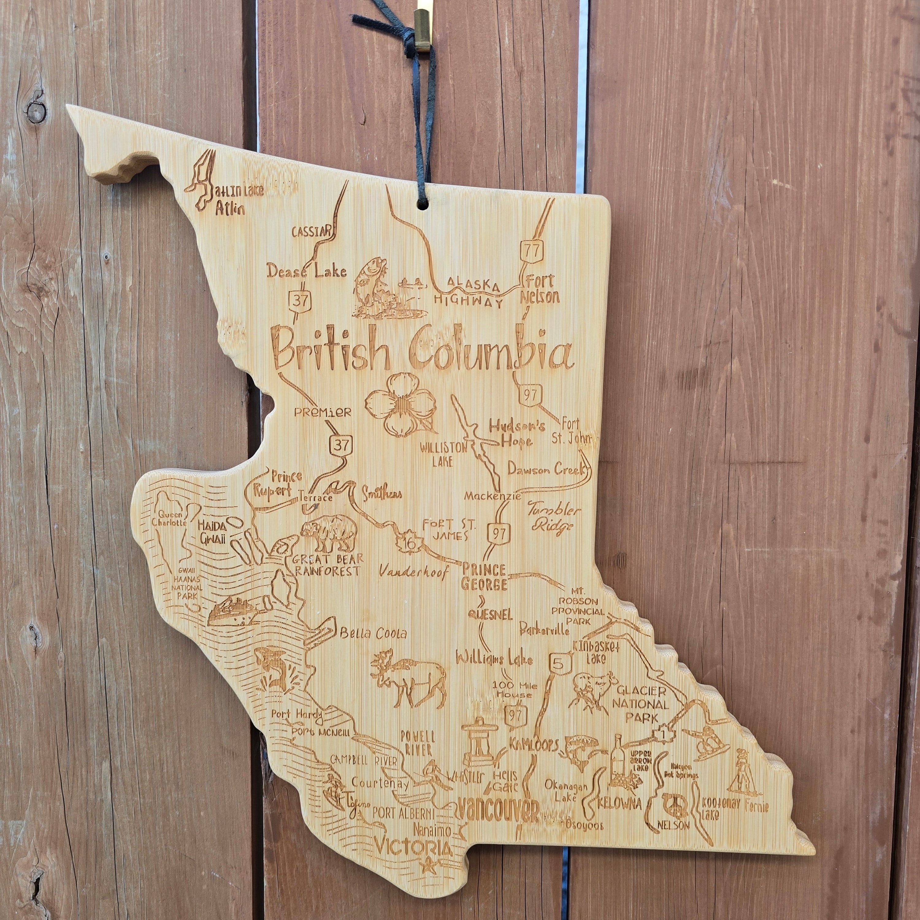 Destination Canada British Columbia Province Shaped Cutting & Serving Board