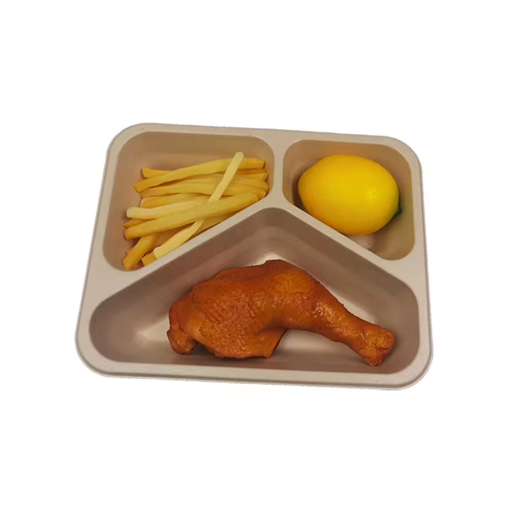 3 Compartment | Disposable Sugarcane Fiber Tray | For Catering Events, Factories