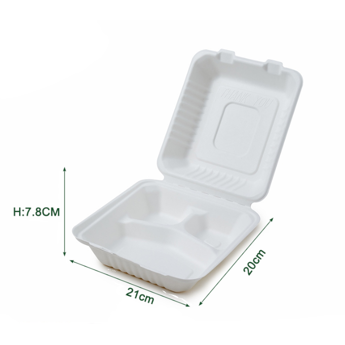 3 Compartment Sugarcane Meal Box Food Container