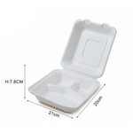 3 Compartment Sugarcane Meal Box Food Container For Catering Company