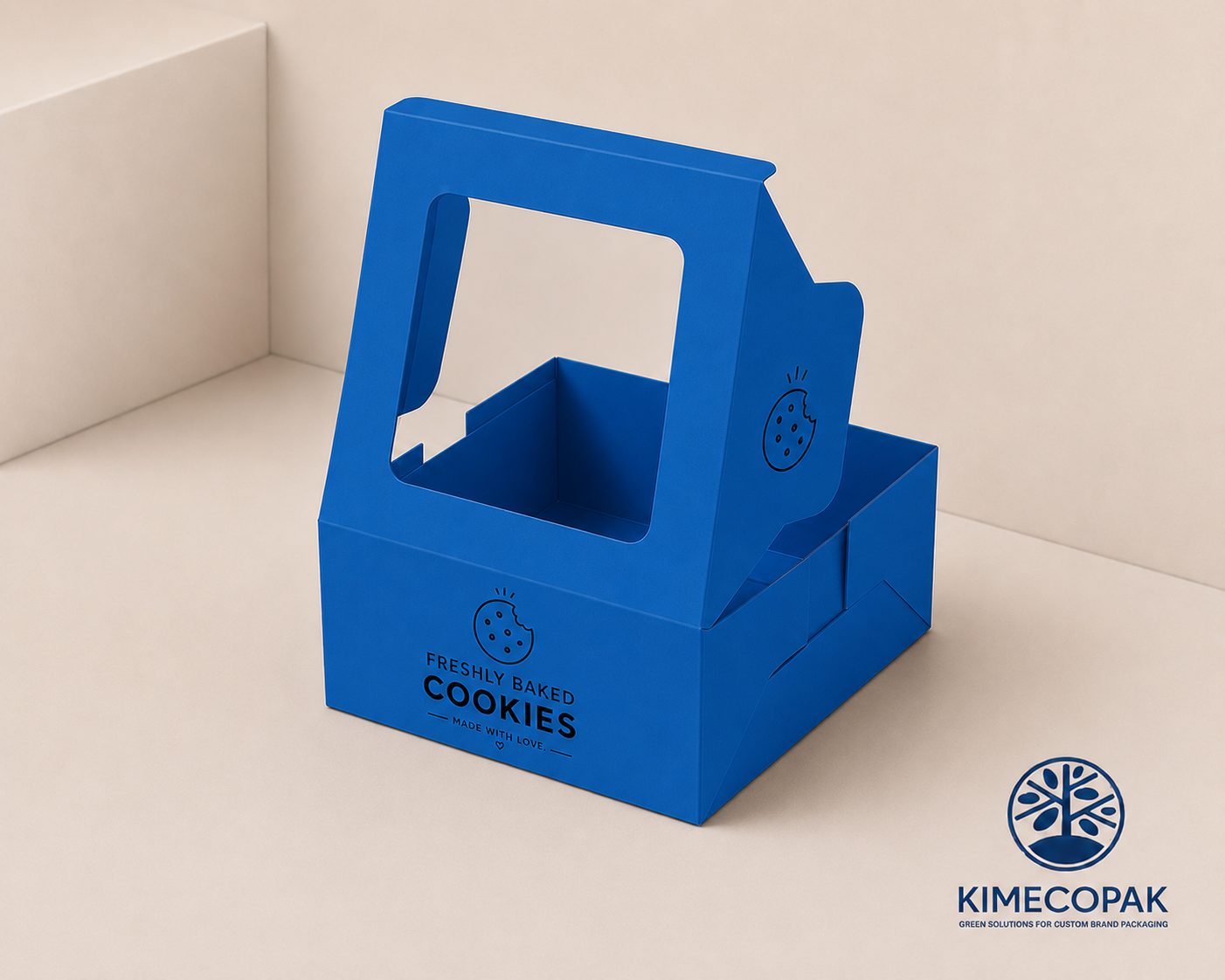 Blue Cookie Box | Cookie  Box Square | Custom Logo Cookies Window Boxes 9 inch