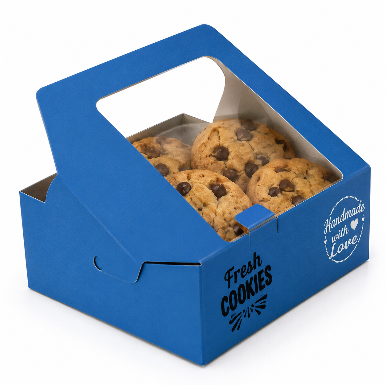 Blue Cookie Box | Cookie  Box Square | Custom Logo Cookies Window Boxes 9 inch