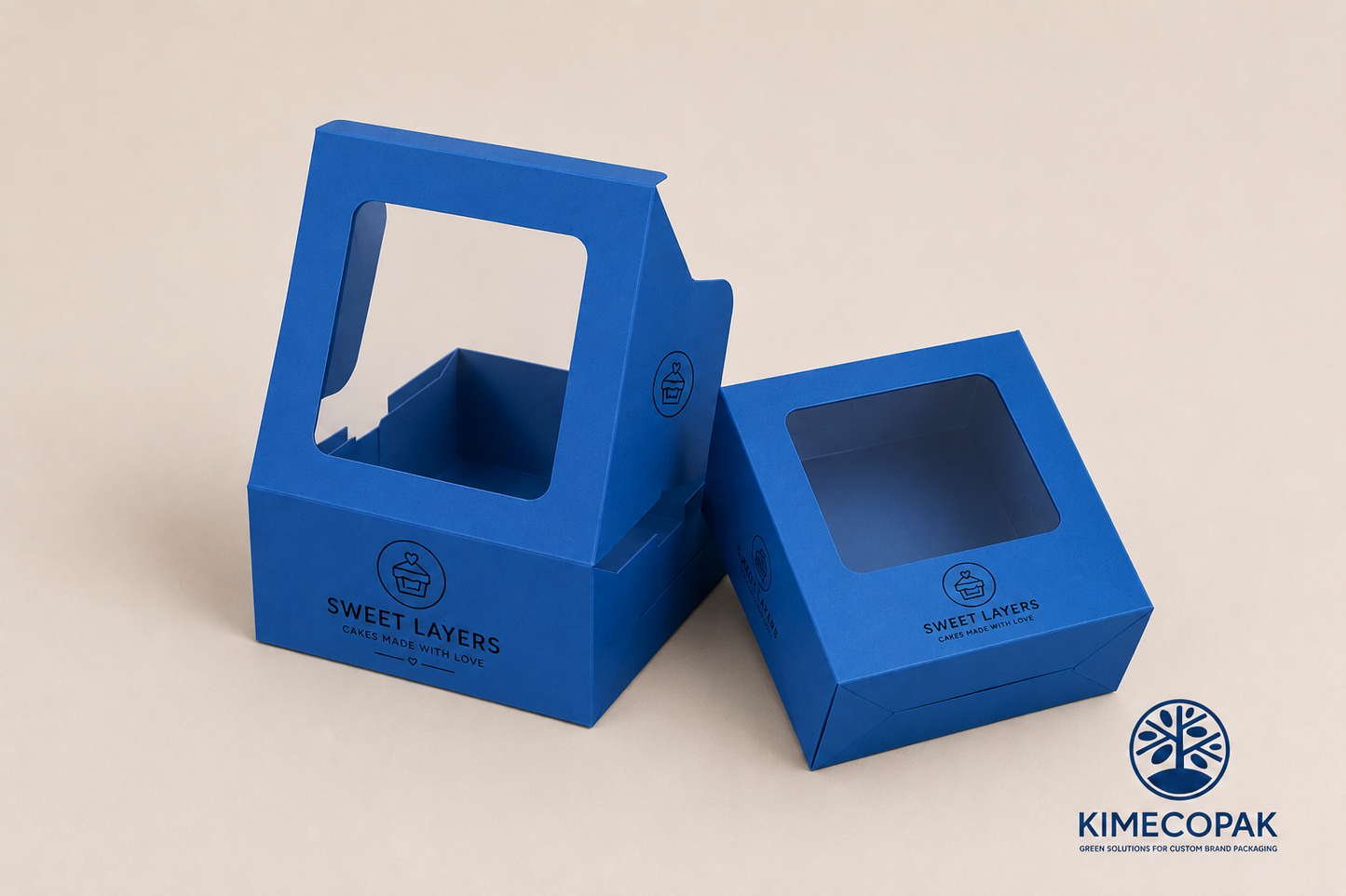 Blue Cookie Box | Cookie  Box Square | Custom Logo Cookies Window Boxes 9 inch