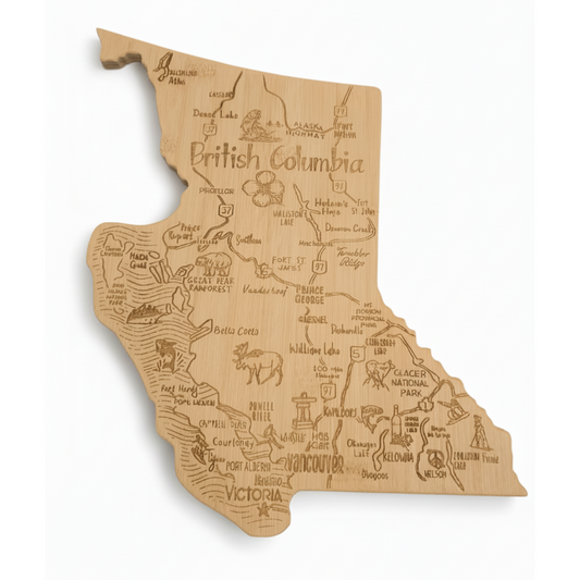 Destination Canada British Columbia Province Shaped Cutting & Serving Board