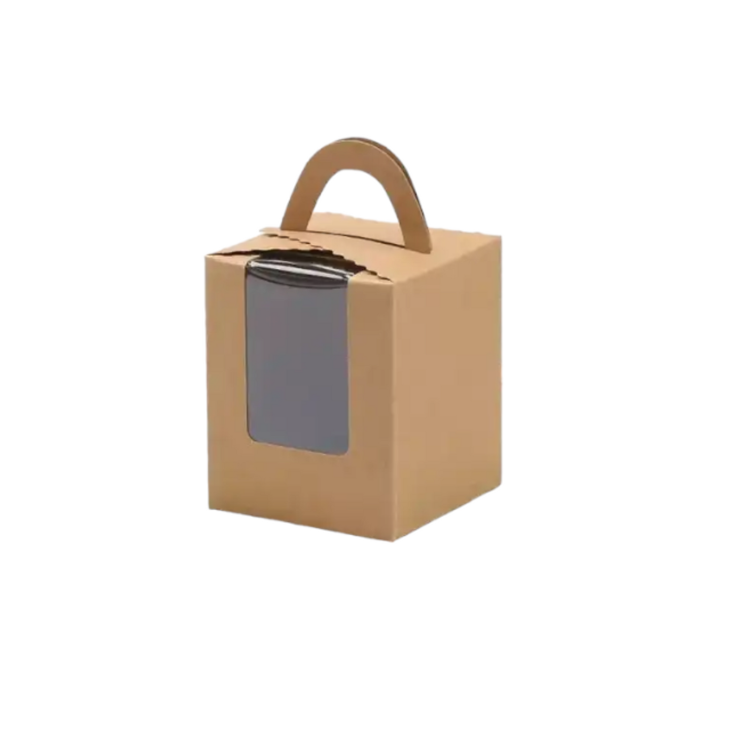 Brown Single Cupcake Boxes with Handle & Insert