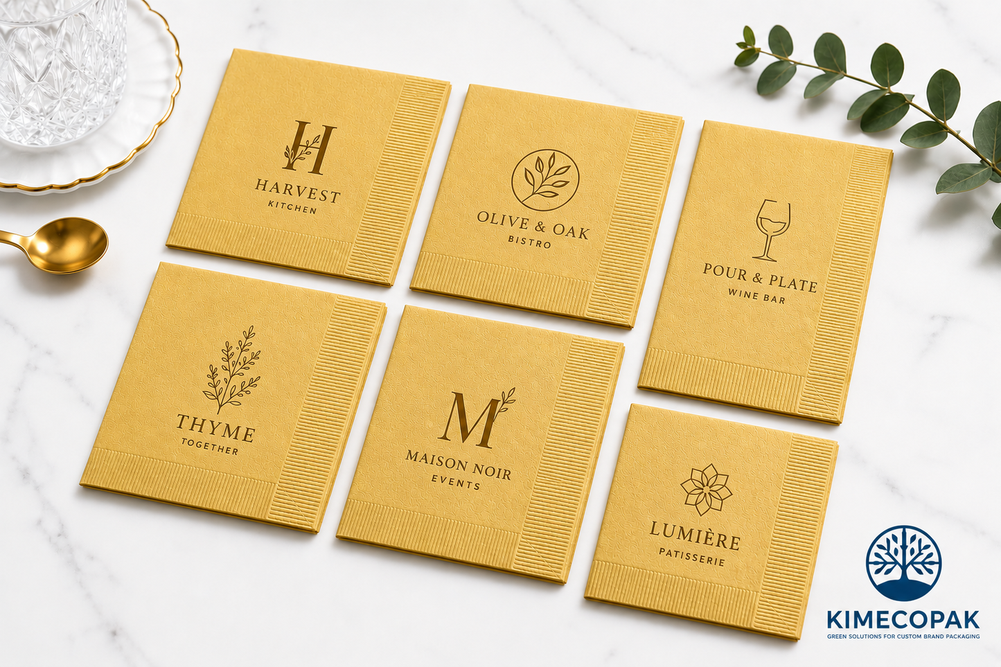 Custom Gold Napkins with Logo | Premium Foil vs Printed Paper Napkins for Events and Businesses