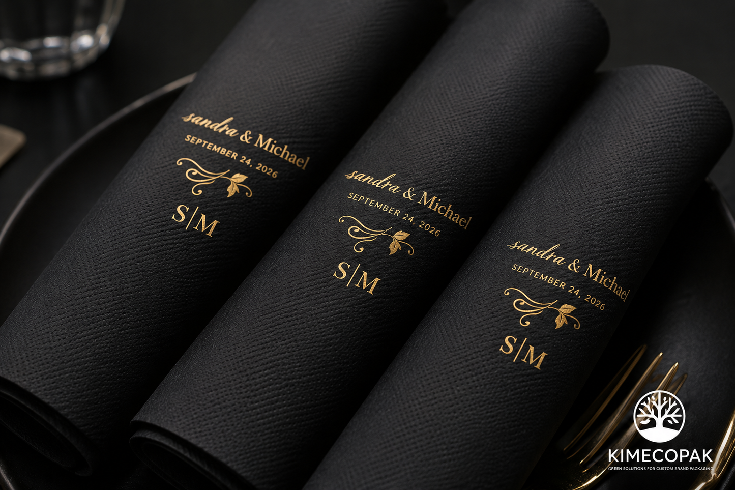 Custom Black Napkins with Logo | Premium Printed Paper Napkins for Restaurants, Weddings &amp; Events
