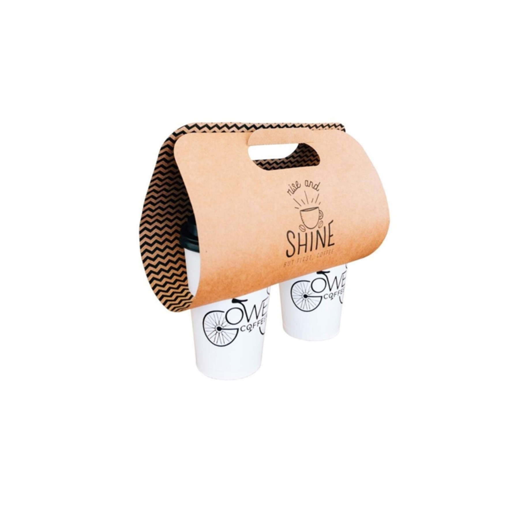 Wholesale Custom Printed Kraft Paper 2 Cup Holder With Handle – KimEcopak