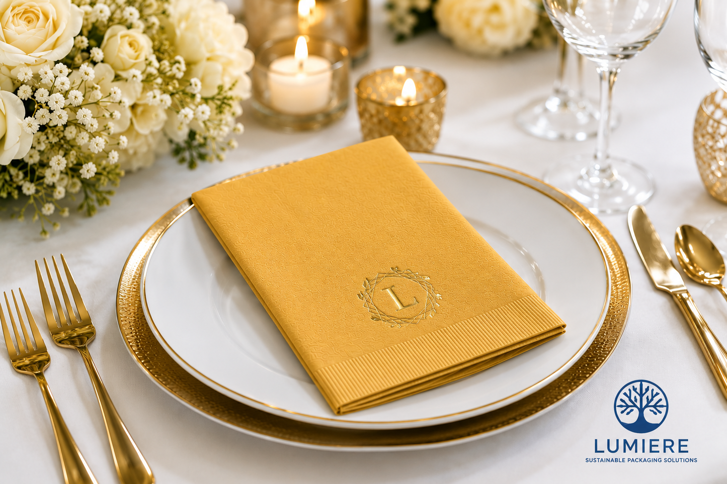 Custom Gold Napkins with Logo | Premium Foil vs Printed Paper Napkins for Events and Businesses