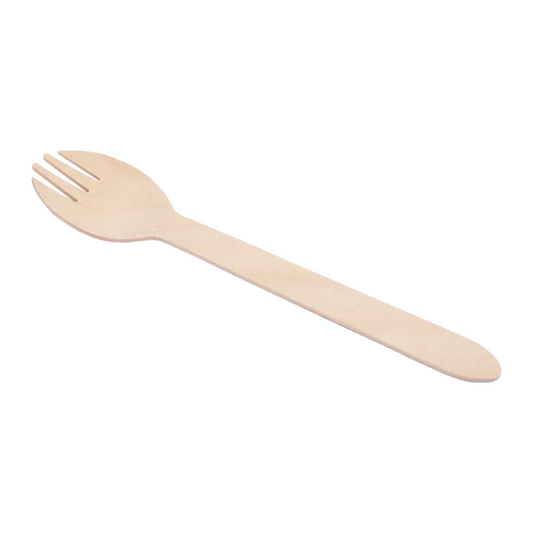Disposable Wooden Sporks 160 mm | 2-in-1 Cutlery (Spoon & Fork) | 1000 Pcs/Case