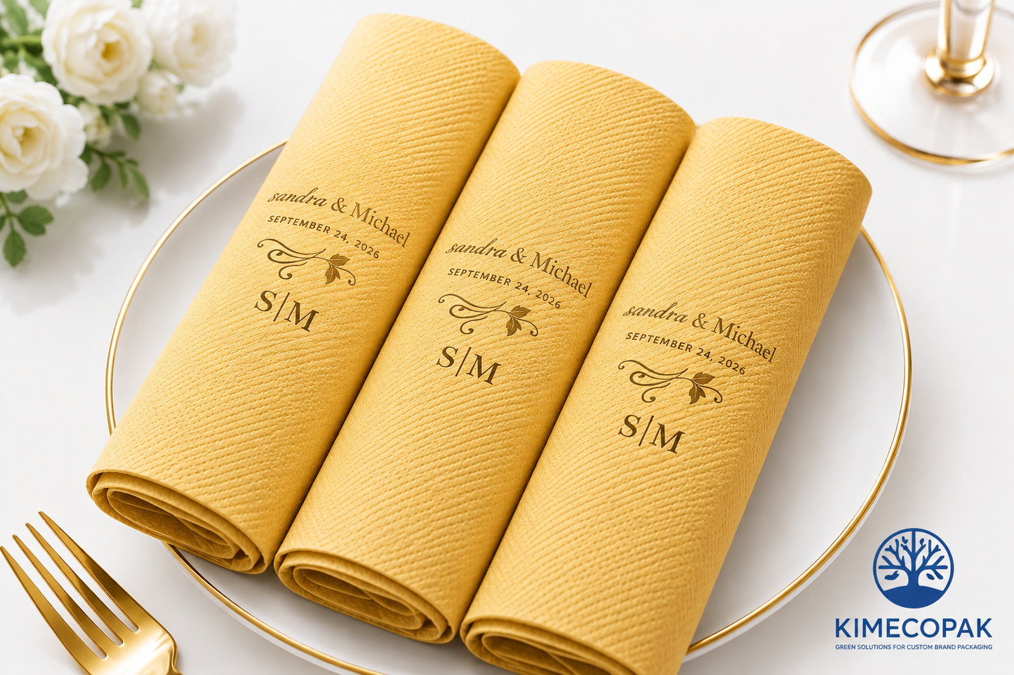Custom Gold Napkins with Logo | Premium Foil vs Printed Paper Napkins for Events and Businesses