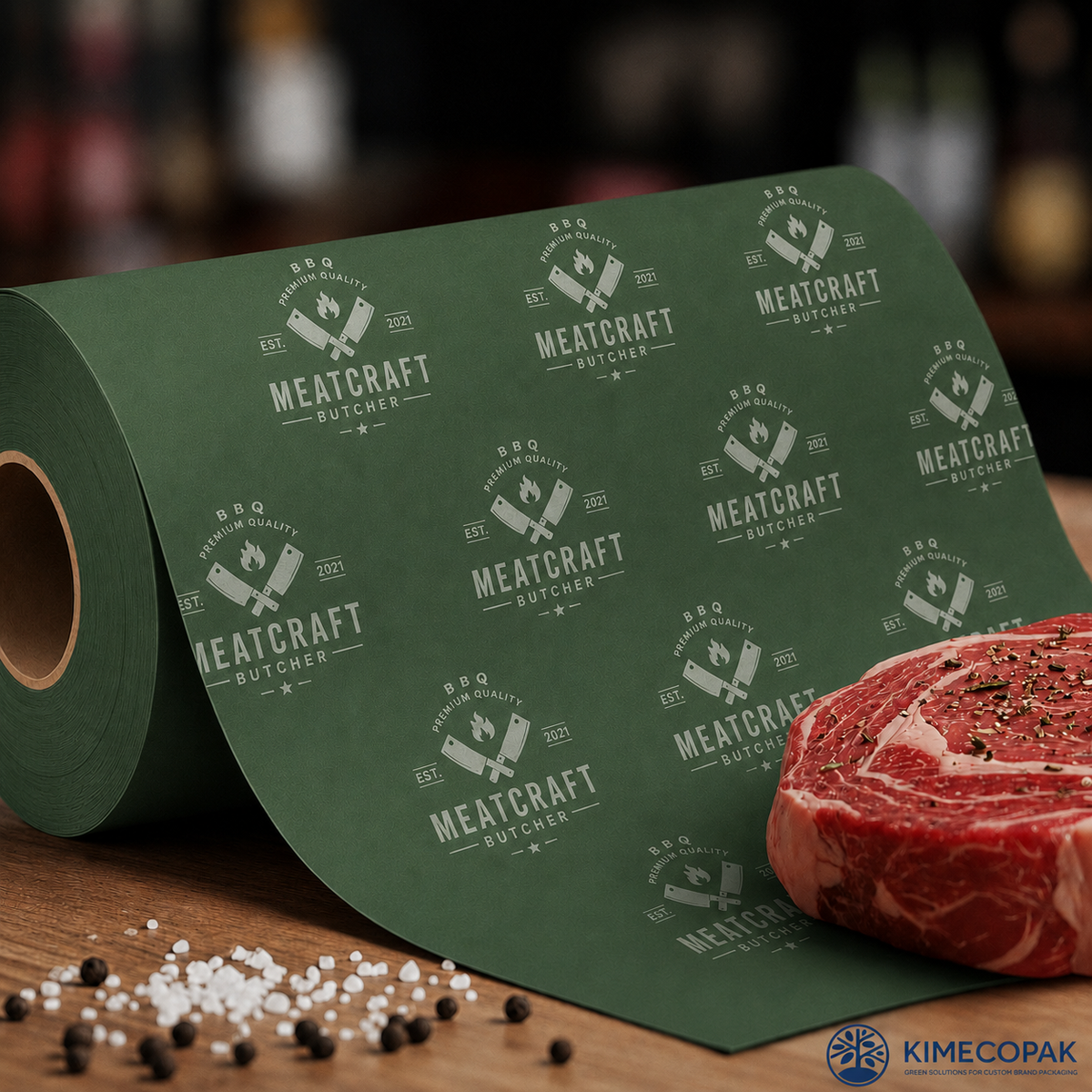 Custom Green Butcher Paper Roll | for Meat, BBQ & Sandwich Wrapping