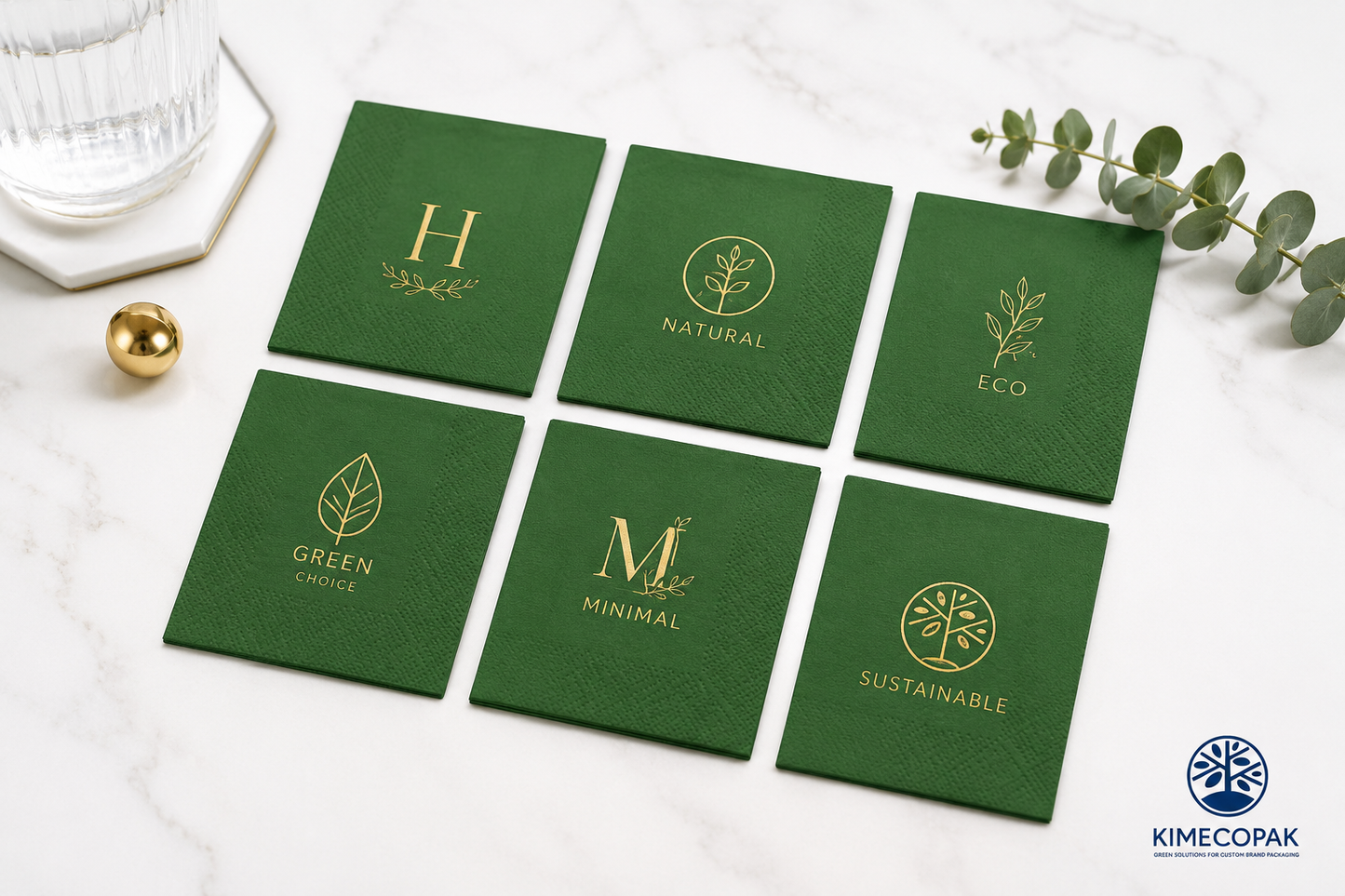 Green Paper Napkins With Logo