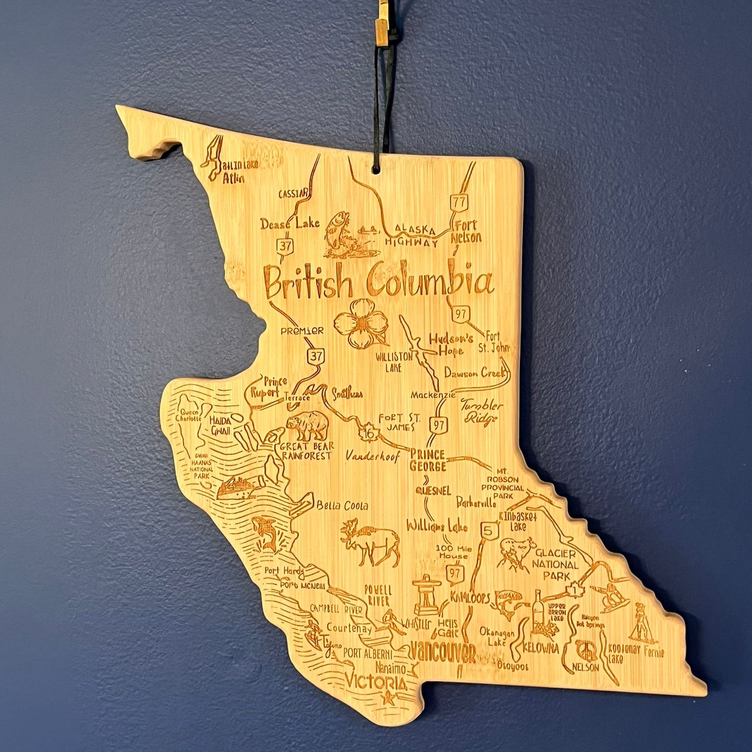 Destination Canada British Columbia Province Shaped Cutting & Serving Board