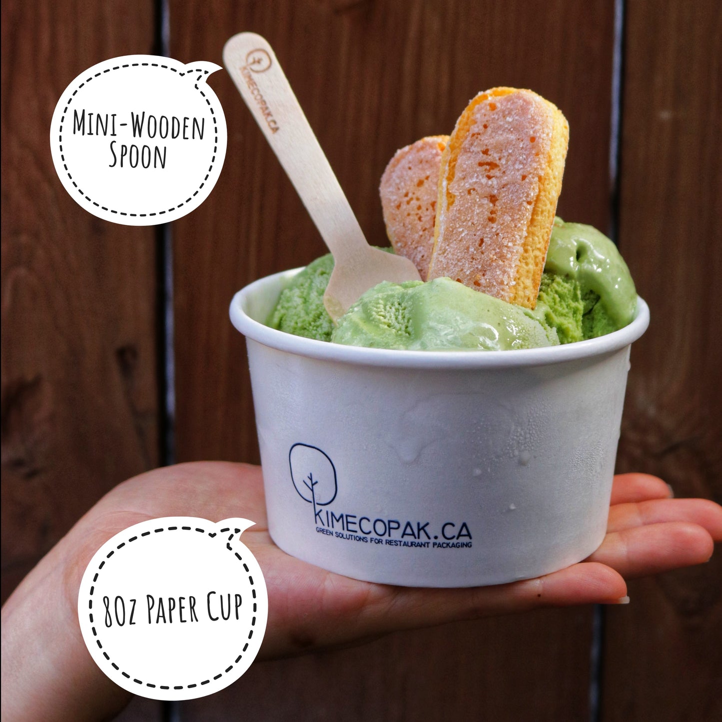 Ice Cream Spoon Wooden 3.75 inches