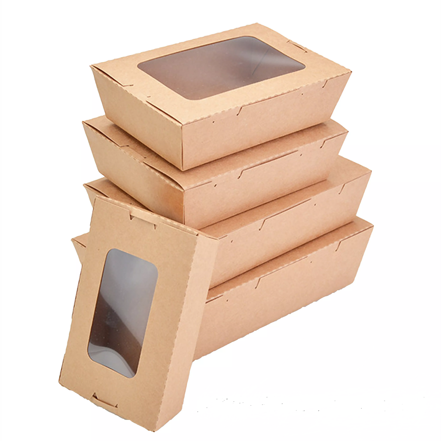 Grease-Resistant Kraft Paper Fast Food Box Size 24 Oz Window Included