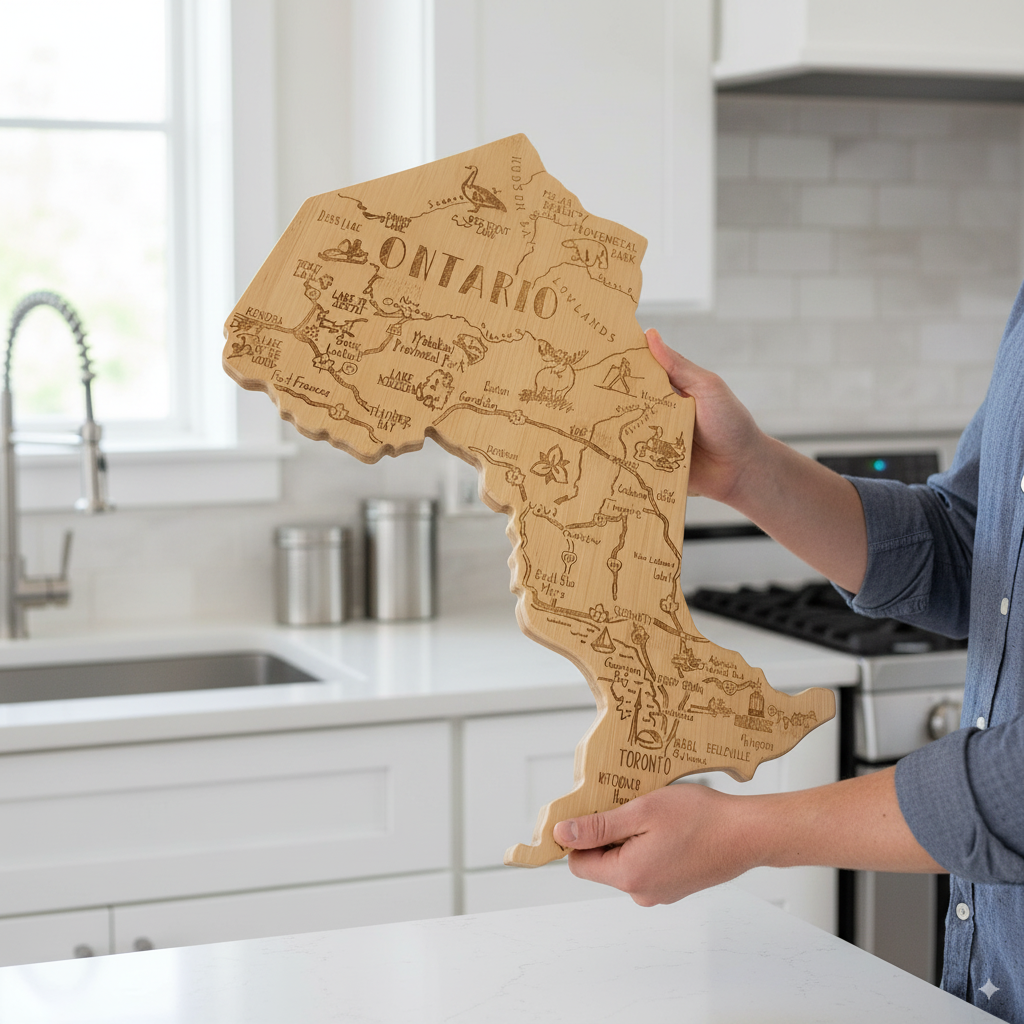 Ontario Shaped Cutting Board in the Kitchen